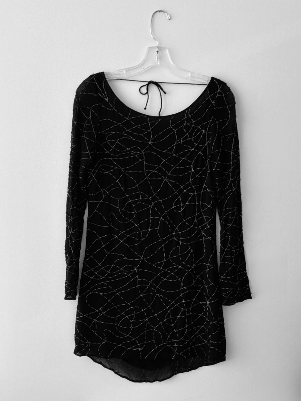 MLV Mayren Lee Vijay Abstract Mini Dress Silver Beaded - XS